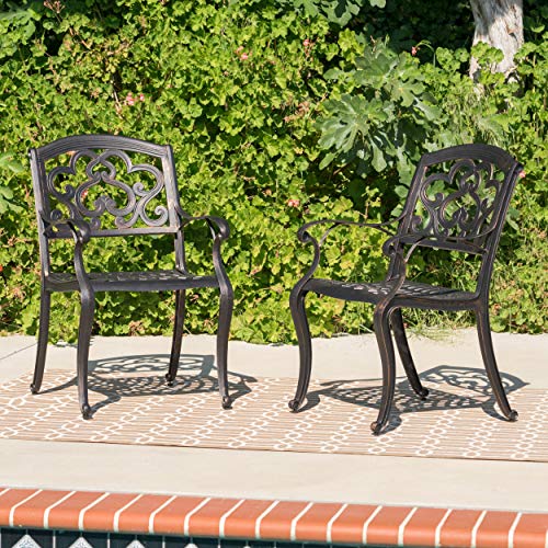 Christopher Knight Home Austin Outdoor Cast Aluminum Dining Chairs, 2-Pcs Set, Shiny Copper #TOP1