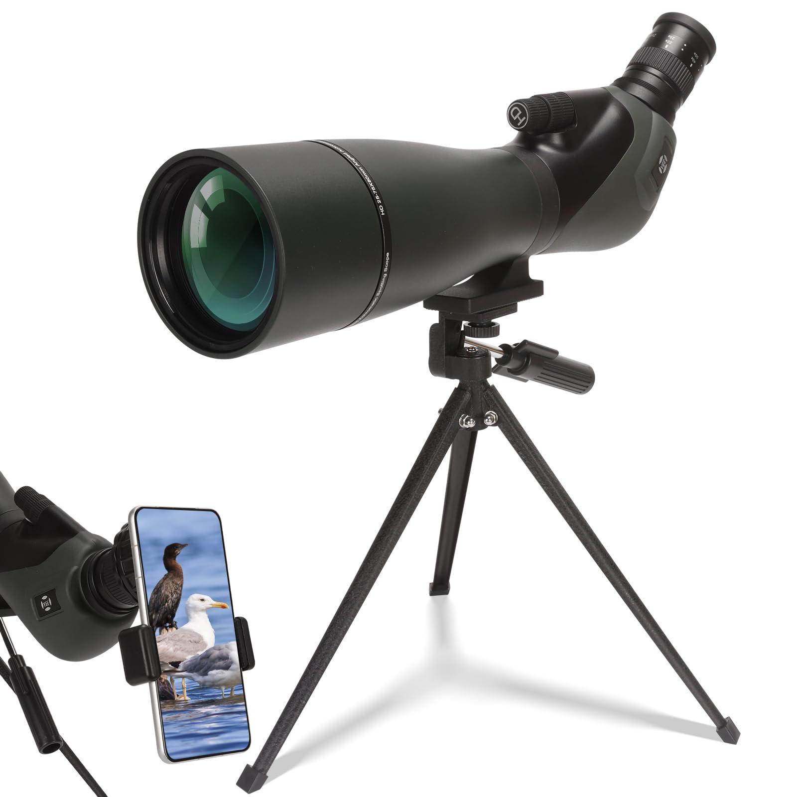 Spotting Scope for Hunting, Target Shooting, Bird Watching, 60/80mm HD Spotter Scope with Tripod, Fully Multi-Coated Optics BAK4 IPX5 Waterproof for Wildlife Viewing with Phone Adapter, Carrying Bag
