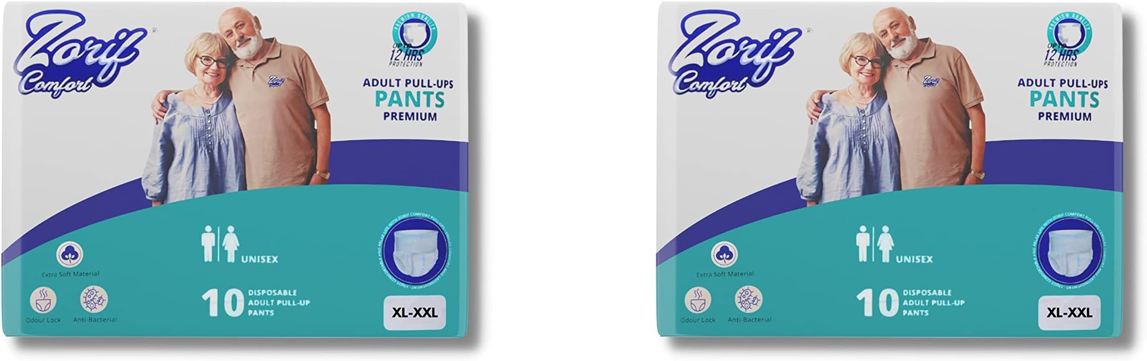 ZORIFZORIF Adult Unisex Premium Pants Upto 12 Hours Protection, X-Large - XX-Large Size - 10 Pices - Pack Of 2 Combo Pack
