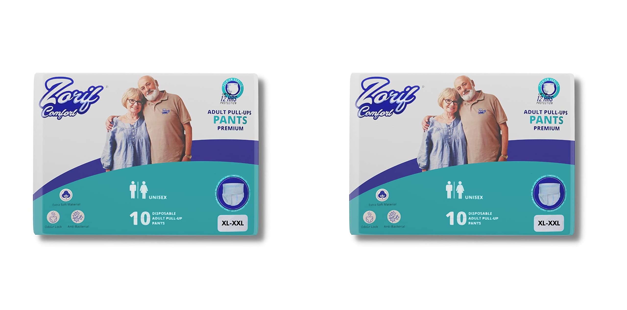 ZORIFZORIF Adult Unisex Premium Pants Upto 12 Hours Protection, X-Large - XX-Large Size - 10 Pices - Pack Of 2 Combo Pack