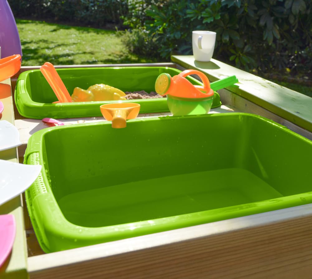Mesa de Picnic con Arena y Agua para Niños con Bancos de Madera y 2 Bandejas Plásticas