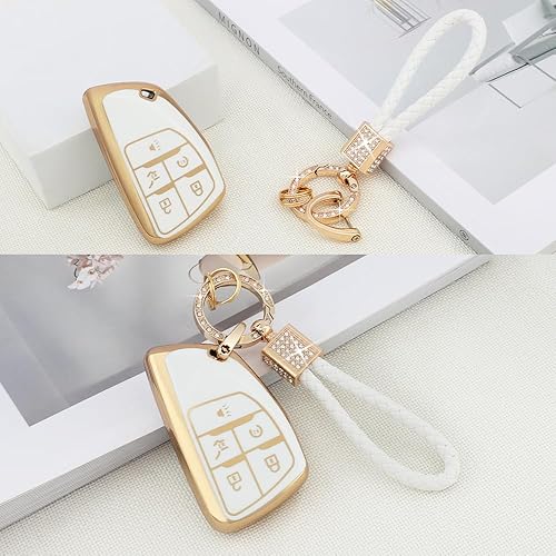 Miniatura 2 de PIFOOG Funda para llavero para Chevrolet Chevy Buick de 5 botones para llaves inteligentes de automóvil, con purpurina, cubierta completa para GMC