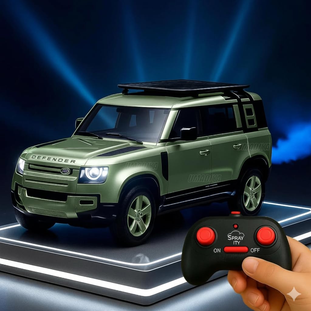 Remote Control Metal Diecast Resembling Defender Car with Smoke Effect | Openable Doors & Light | 1:22 Scale | Mist Toys for Kids