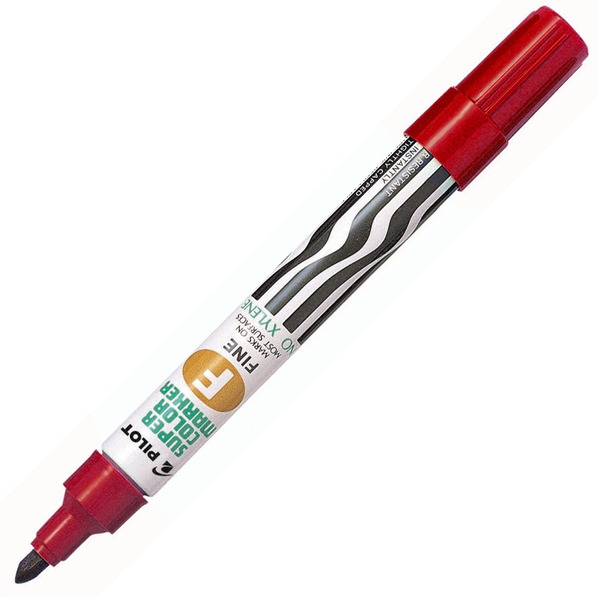 PILOT Supercolour - Pennarello indelebile a punta fine, punta da 4 mm, confezione da 12, colore: Rosso