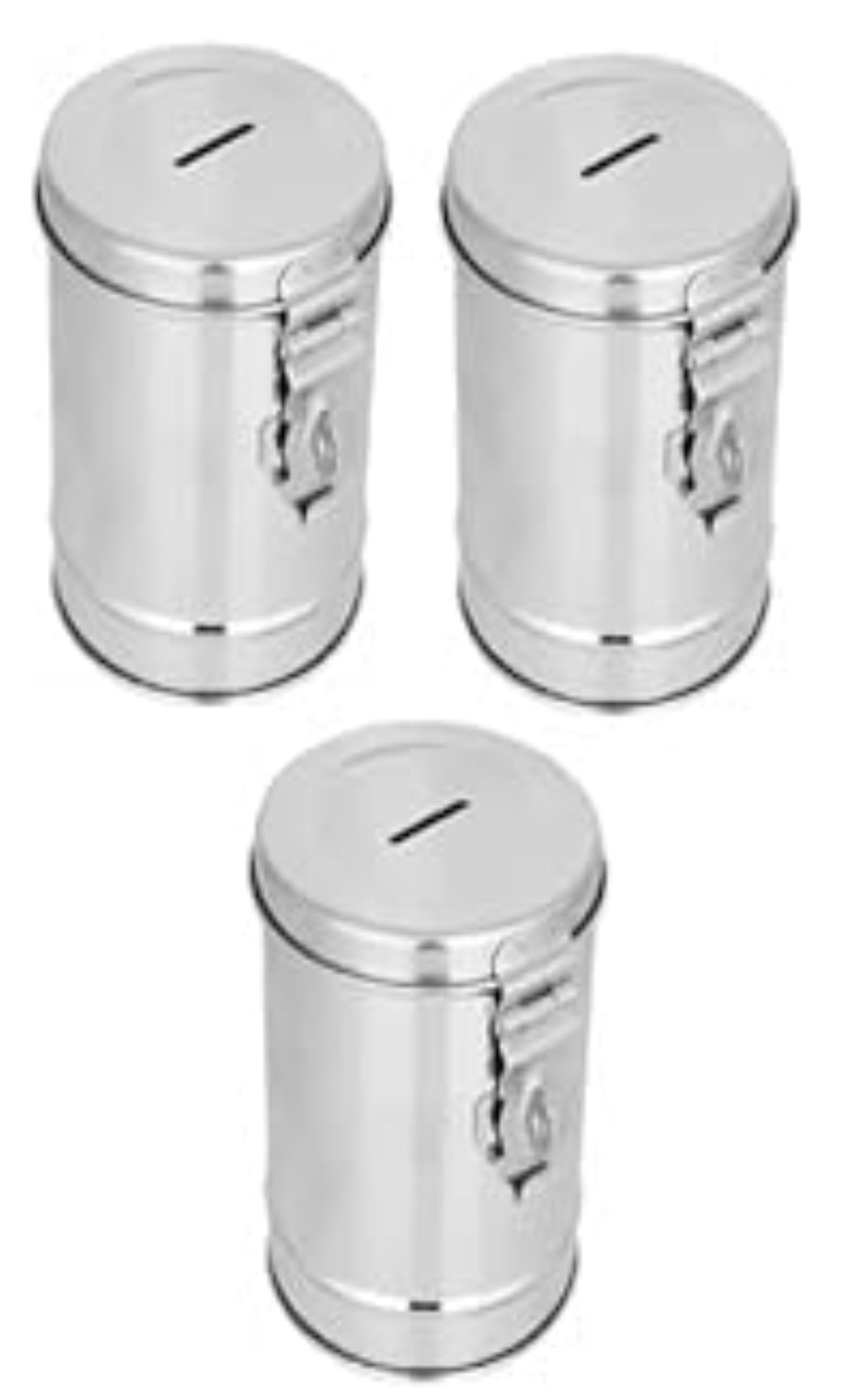 HEMSHIKA Piggy Bank |100% Stainless Steel Round Shape Coin Box Money Bank Mini Coin Container (Pack of 3) (B0CWCXF91V) Amazon Price History, Amazon Price Tracker