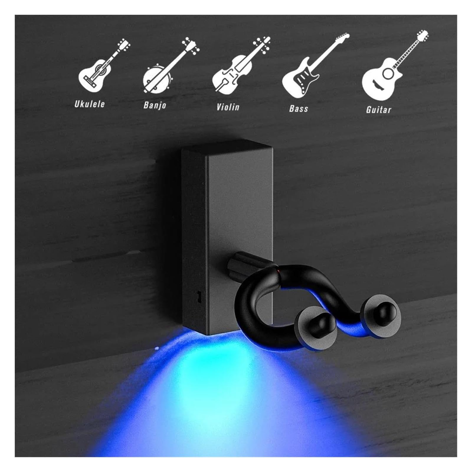 Supporto Antiscivolo A Parete Con LED Azzurro Per Chitarra 4/4 Ukulele Violino Basso Accessori Per Chitarra