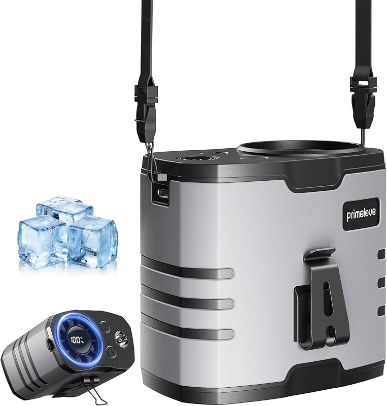 Ventilador de cintura portátil, ventilador de cinturón con clip recargable de 10000 mAh | 10 velocidades 16000PRM fuerte flujo de aire, ventilador de cuello colgante manos libres, enfriamiento duradero para camping, senderismo, al aire libre, lugar de trabajo, gris