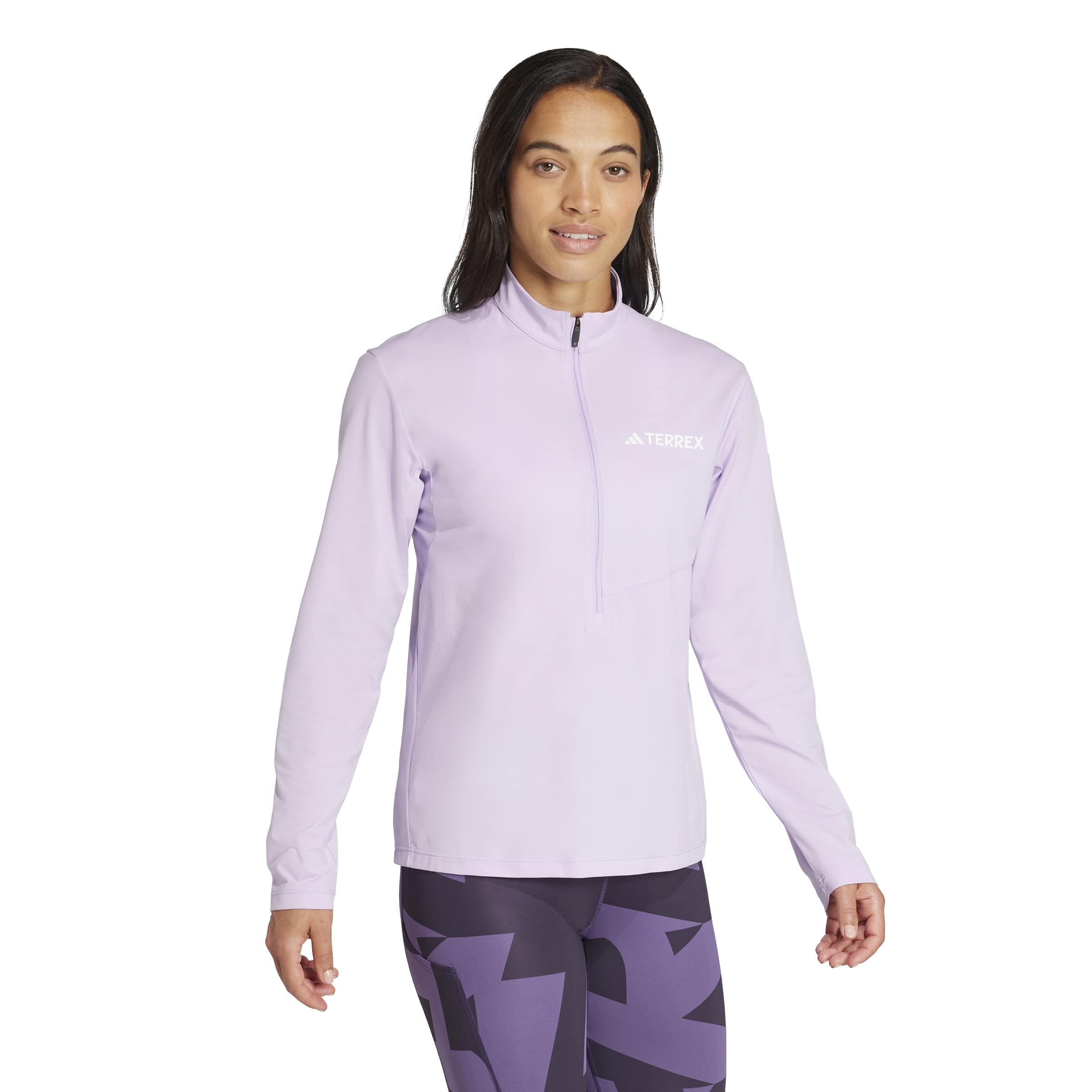 adidas dames Terrex Multi CLIMACOOL Half Zip Long Sleeve, Powder Plum, XS