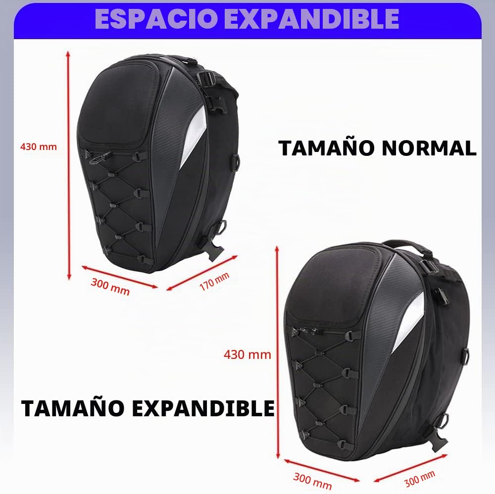 JFG RACING Bolsa Asiento Trasero Moto,Mochilas Moto,Bolsa de Almacenamiento Trasero Doble Uso para Maletas y Casco Bolsas Universales para Motocicleta