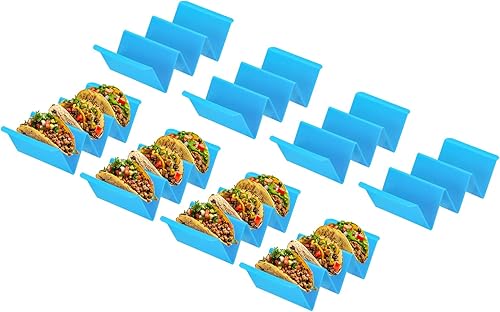 uxcell 8 Pcs Taco Holder Stand, Plastic Taco Plates Hold Up to 3 Tacos, Taco She