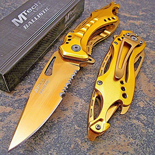 Pocket Knife Mtech Ballistic Gold Titanium Bottle Opener Folding