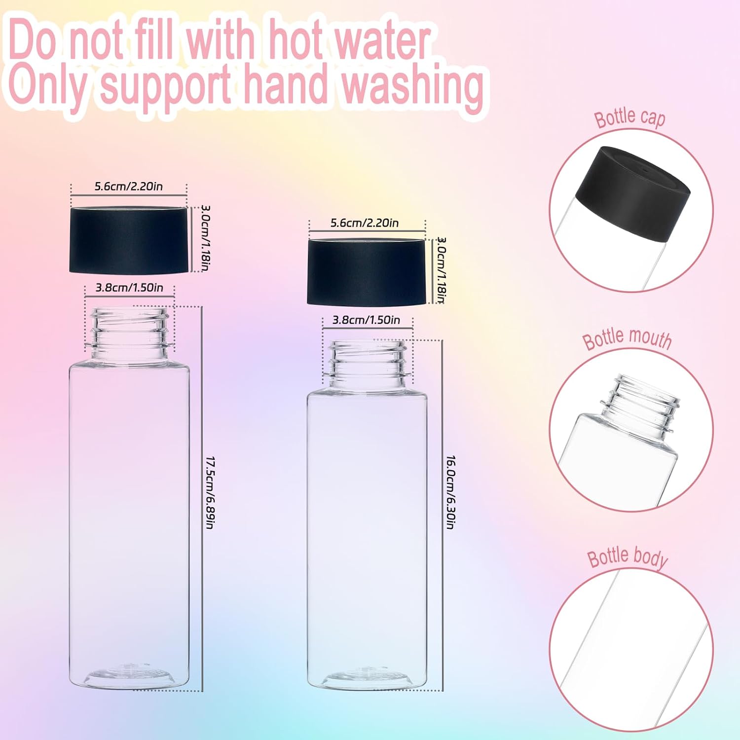 29 Pcs Empty Sensory Bottles With Lids,10 Oz/ 300 Ml Leakproof Clear Plastic Water Bottles Reusable Empty Plastic Bottles For Sensory Crafts Classroom Handmade Party Supply - Image 3