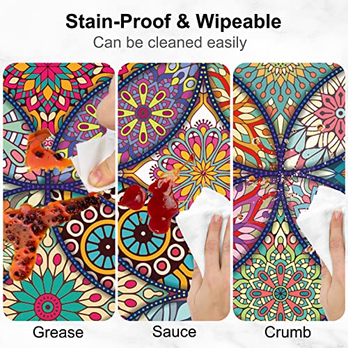 Placemats Set Of 6, [ Double-Sided ] Faux Leather Place Mats With Coasters Stain Heat Resistant Oil-Proof Washable Wipeable Indoor Table Mats For Dining Kitchen Decor - Mandala #TOP3
