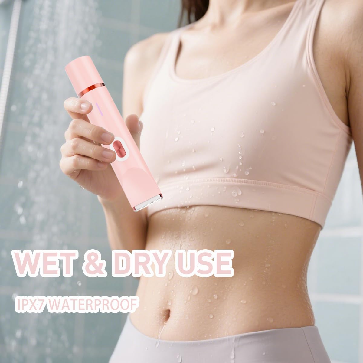 Bikini Trimmer for Women,2-in-1 Electric Razors for Womens with Painless Ceramic Blades,Waterproof Wet & Dry Use,Rechargeable Dual Head Electric Shaver for Pubic Legs Underarm Face Hairs& Body - Image 4