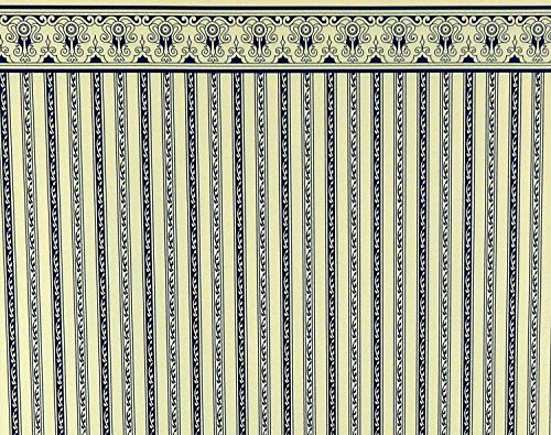 Melody Jane Casa delle Bambole Blu Crema Regency Striscia Miniatura Stampa Carta da Parati 1:12 Scala