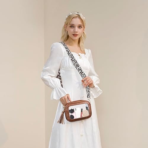 Miniatura 10 de Viva Terry Bolsa transparente aprobada para eventos de estadio, pequeña bolsa cruzada transparente con 2 correas ajustables para artículos de