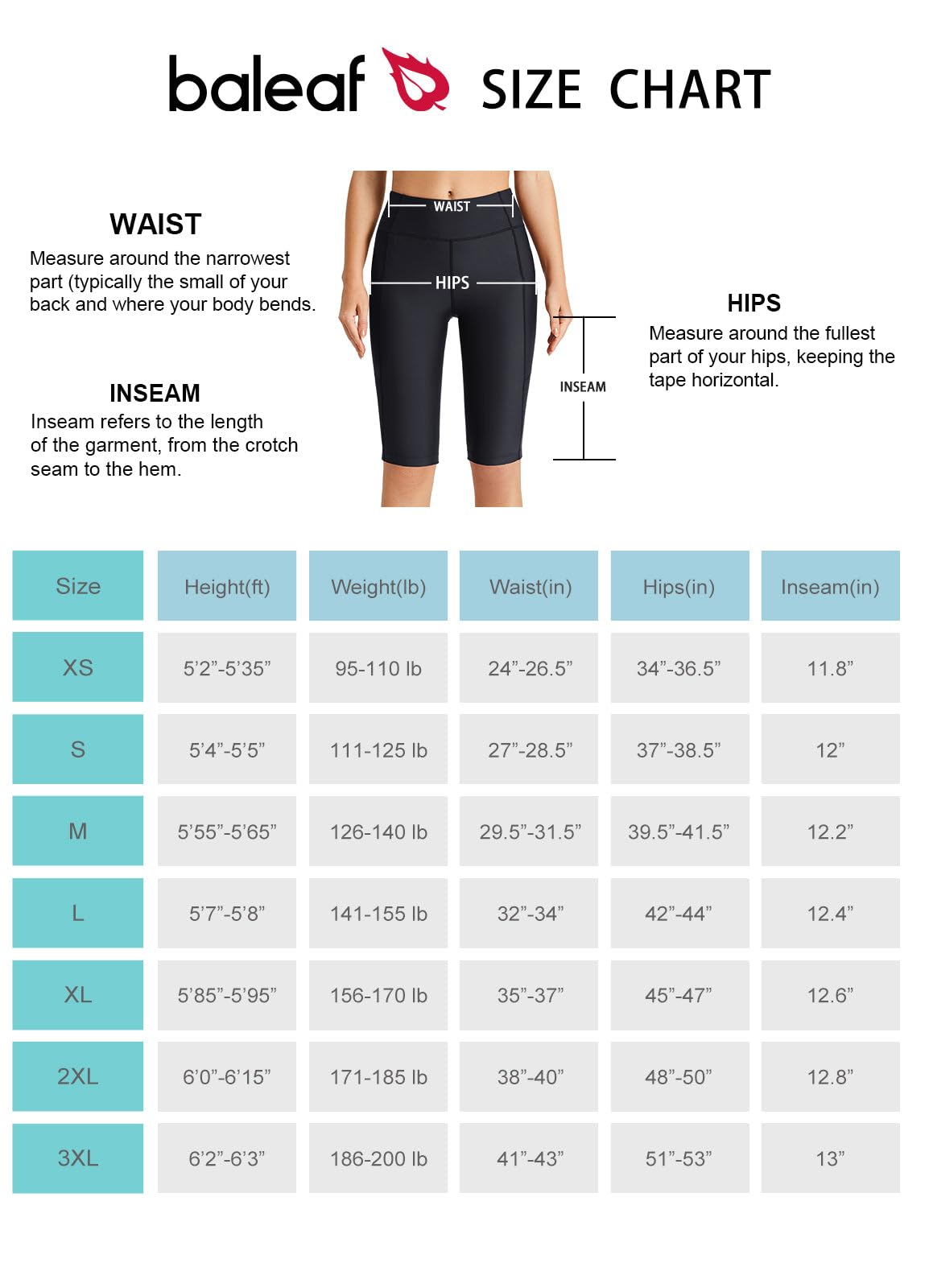 baleaf Short de Bain Femme Long Legging de Bain Femme SPF UV UPF50+ Maillot de Bain Taille Haute avec Poches pour Natation Surf Plage