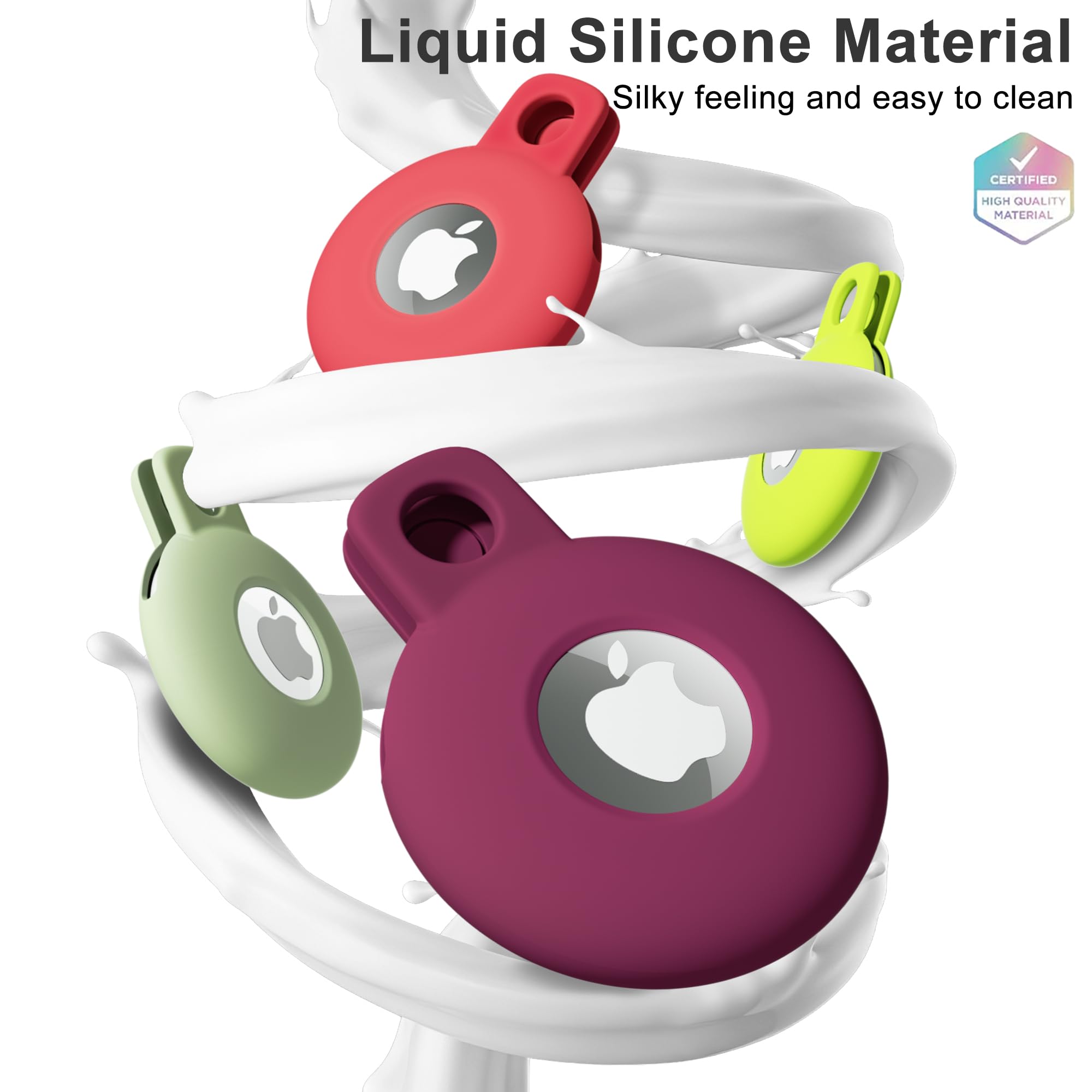 Svanove Svanove for Airtag Keychain Holder Key Ring, Silicone Case Cover, Cute Accessories for Kids, Luggage, Cat Dog Collar, Car, Compatible With Apple Airtag 2021, Plum in use