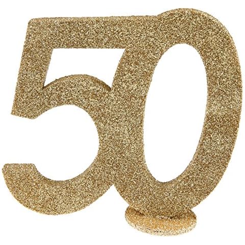 cama24com XXL Tischdeko Zahl 50 Geburtstag Gold Glitzer 1 Stück Party-Deko Palandi® Cover