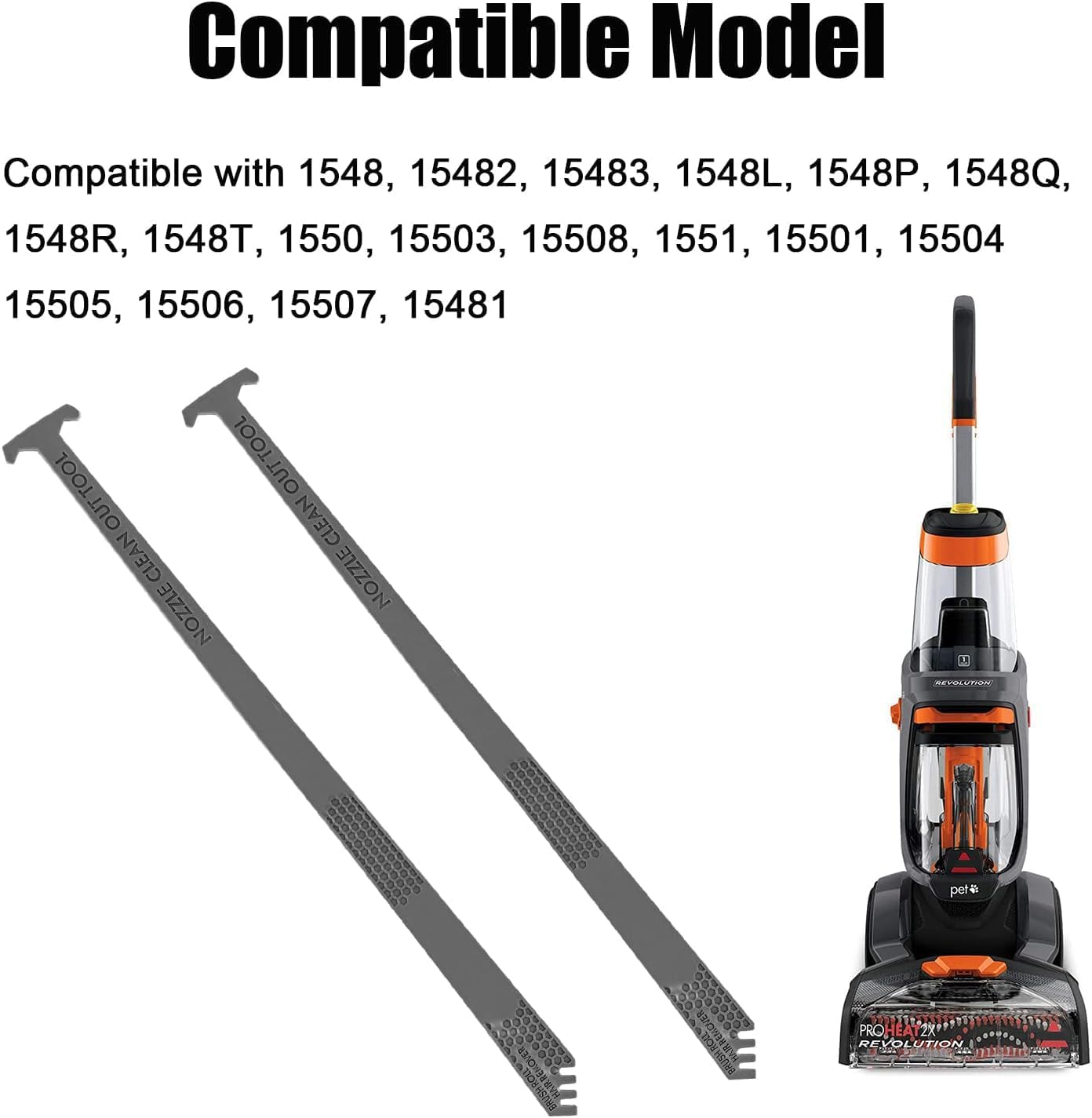 Replacement Carpet Cleaner Part Nozzle Clean Out Tool Compatible with Bissell ProHeat 2X Revolution Series Models 1548, 1550, 1551(2Pack) image 2