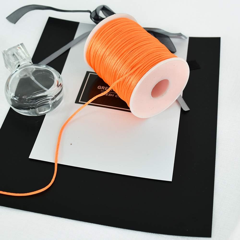 TONIFUL 2mm x 110 Yards Orange Nylon Cord Satin String for Bracelet Jewelry Making Rattail Macrame Trim Cord Necklace Bulk Beading Thread Kumihimo Chinese Knot Craft - Image 5
