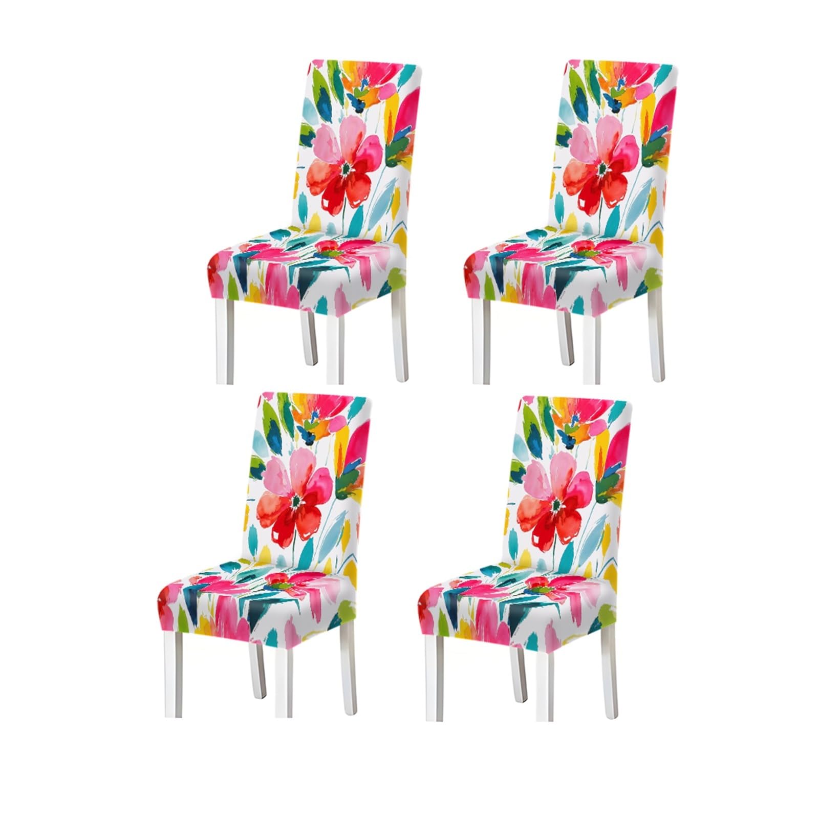 BOSUYBN Vibrant Watercolor Abstract Floral Pattern Print Dining Chair Covers Set Of 2/4/6, Stretch Slipcovers For Kitchen Dining Room Furniture Protectors for Home Dining Room(4PCSChair cover)