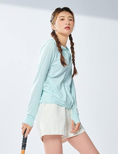 Miniatura 3 de Locachy Chaqueta con capucha para mujer, con cremallera completa, protección solar, manga larga, senderismo, atlética, para actividades al aire libre