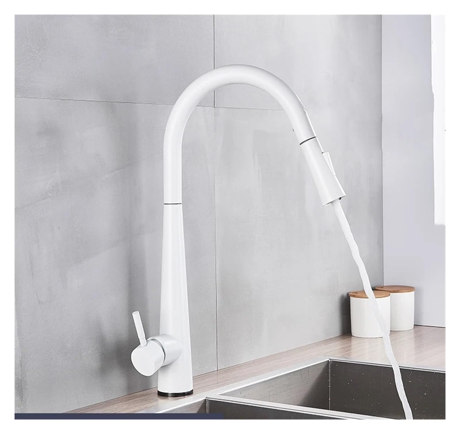 Sxithgkdw White Faucet, Weißer Touch Sensor Küchenarmatur Ausziehbare Smart Faucet (Color : )