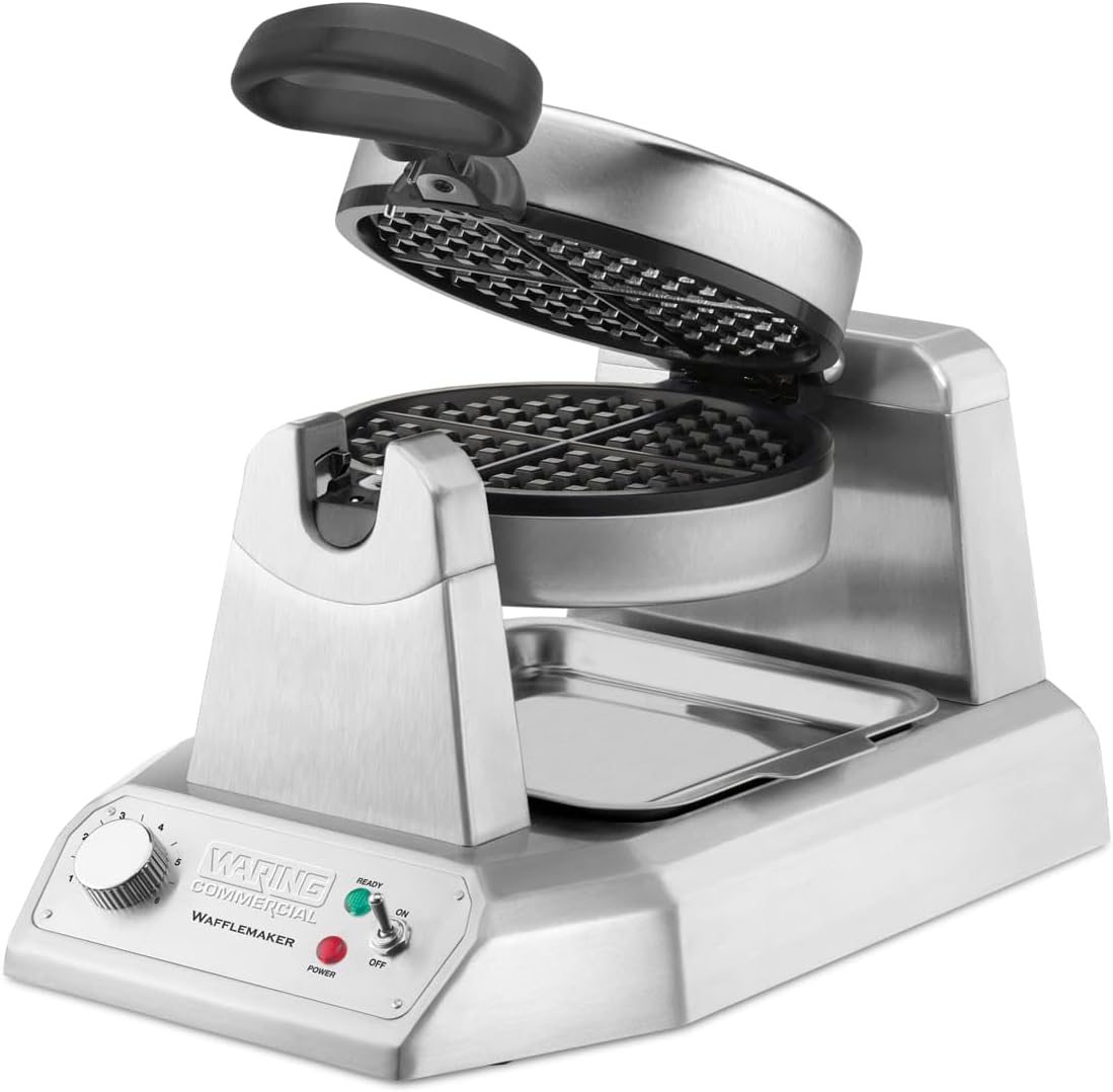 Waring Commercial Classic Waffle Maker, Single Rotating Die Cast Waffler with Serviceable Removable Triple Coated Non-Stick Plates, Heavy Duty Restaurant Foodservice, 30 Waffles an Hour, 120V, 1200W