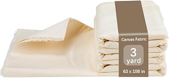 3 YD Canvas Fabric, Premium 10oz Natural Cotton Duck Canvas, 62 Inch Wide Heavy Sewing Material for Arts & Crafts, Backings, Covers, Home Decoration 3 YD