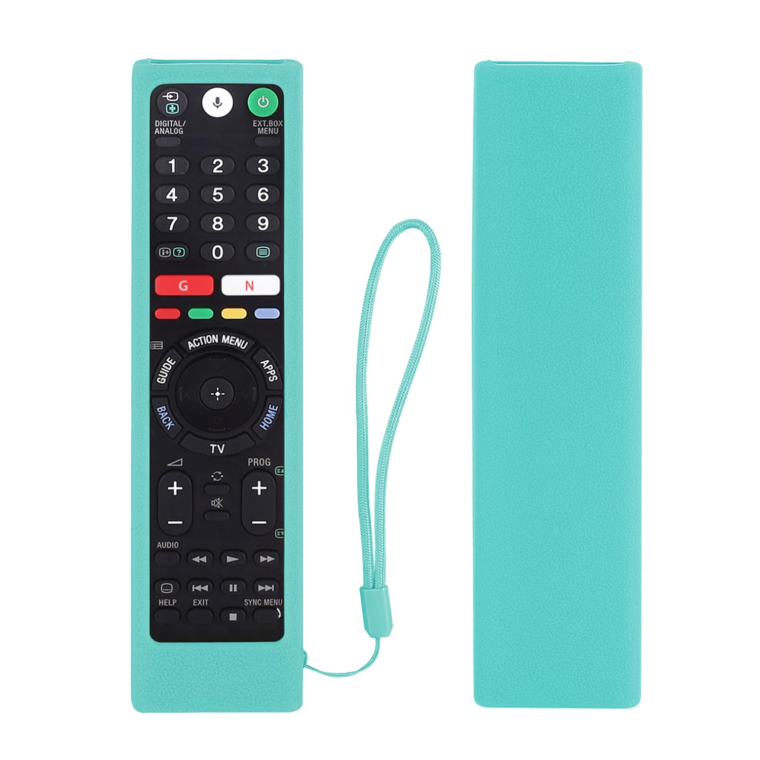 CHUNGHOP Protective Silicone Remote Case for Sony RMT-TX102U RMF-TX200U RMT-TX200U RMF-TX300U Smart Android TV Voice Remote Controller Washable Anti-Lost Remote Cover with Loop (Glow in Dark Blue)