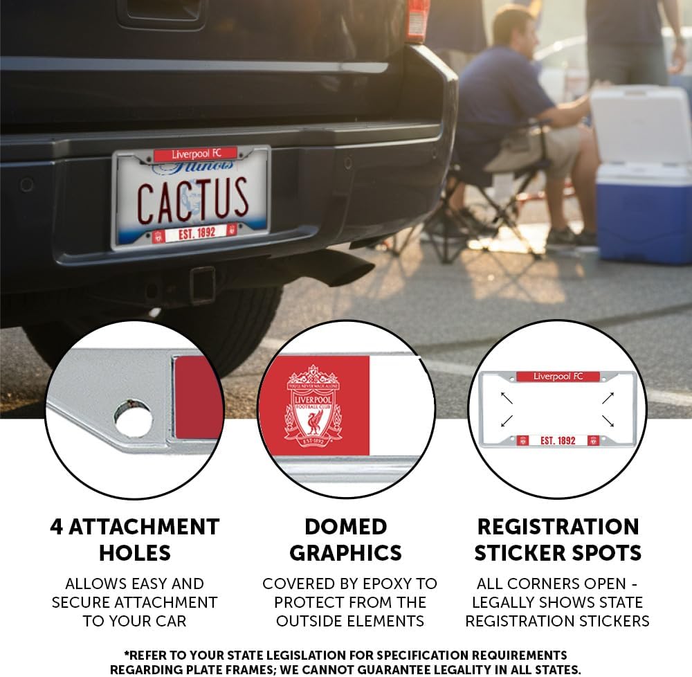 Desert Cactus Liverpool FC Car Accessories Football Soccer Metal License Plate Frame and Tag Holder for Front or Rear of Vehicle (Frame - Design 2)