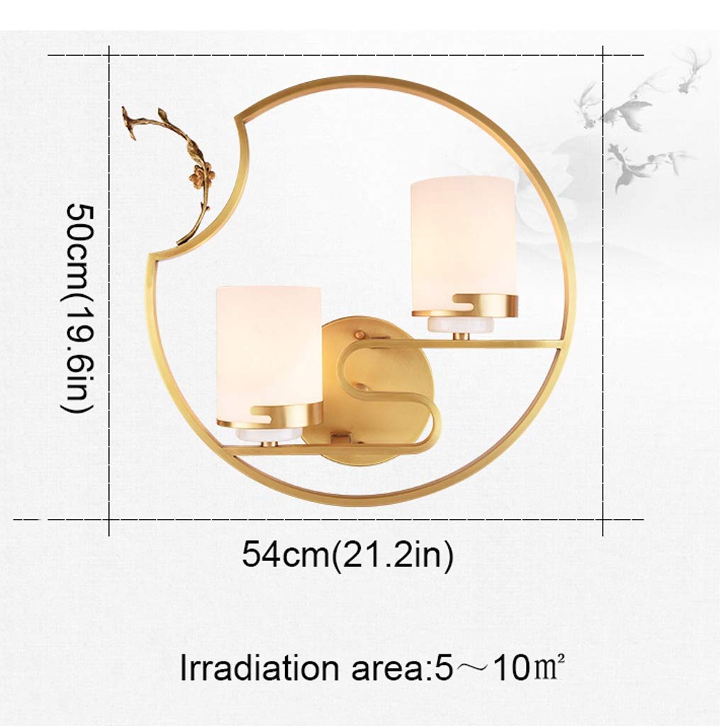 Lampade parete Lampada da parete a doppia testa a led nuovo cinese fisso lampada da parete in ottone a parete fissa cinese cinese creativo sfondo muro lampada da parete decorativa Applique Parete