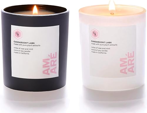 Juego de velas para novia y novio Amaré (amor) CandaScent Labs Wellness Candles Valor especial rosa y menta 100% ingredientes botánicos frescos,