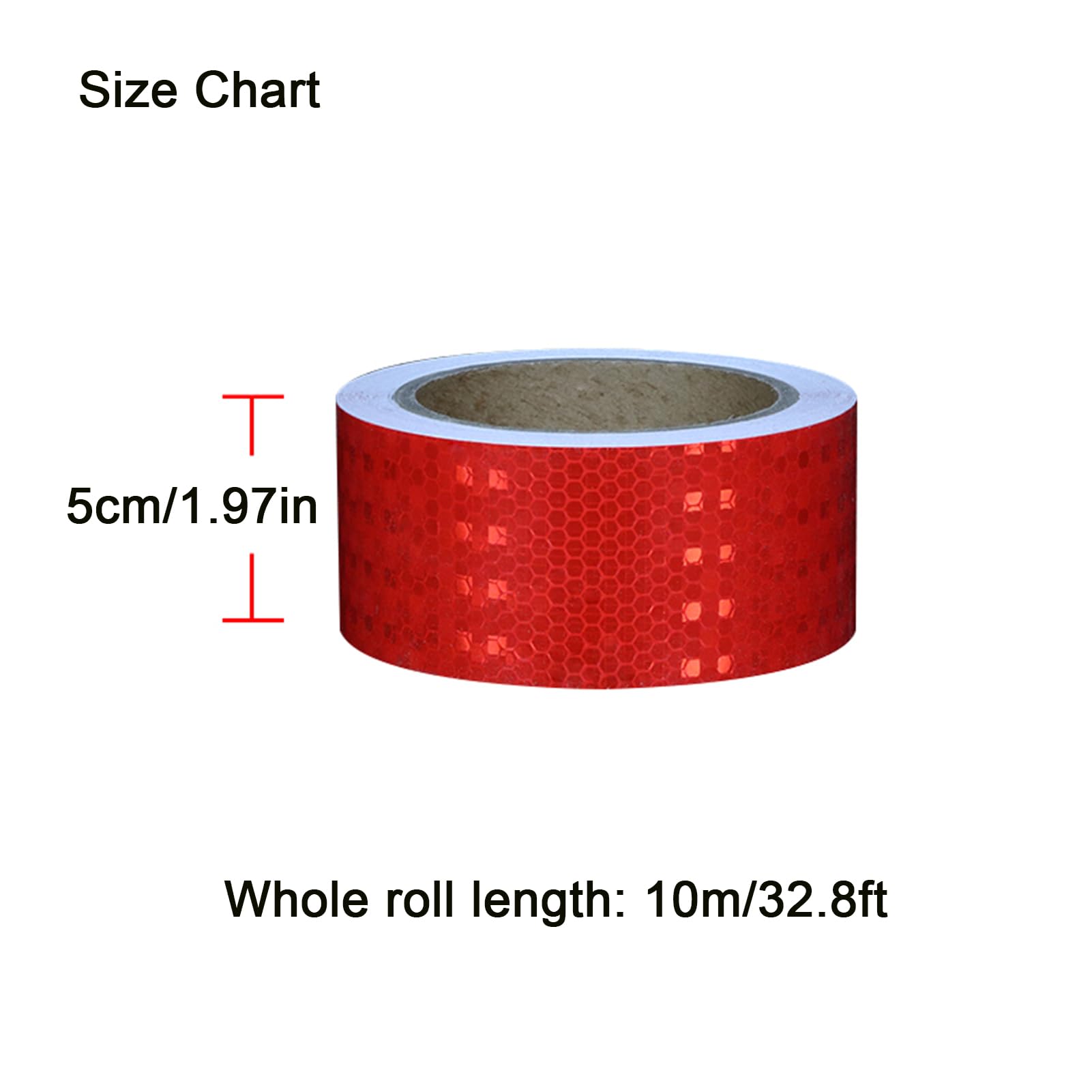 Cinta Reflectante for Exteriores, Impermeable, roja, con Fuerte Adhesivo, Advertencia de Seguridad, 5 cm x 50 m(5cm x 10m)