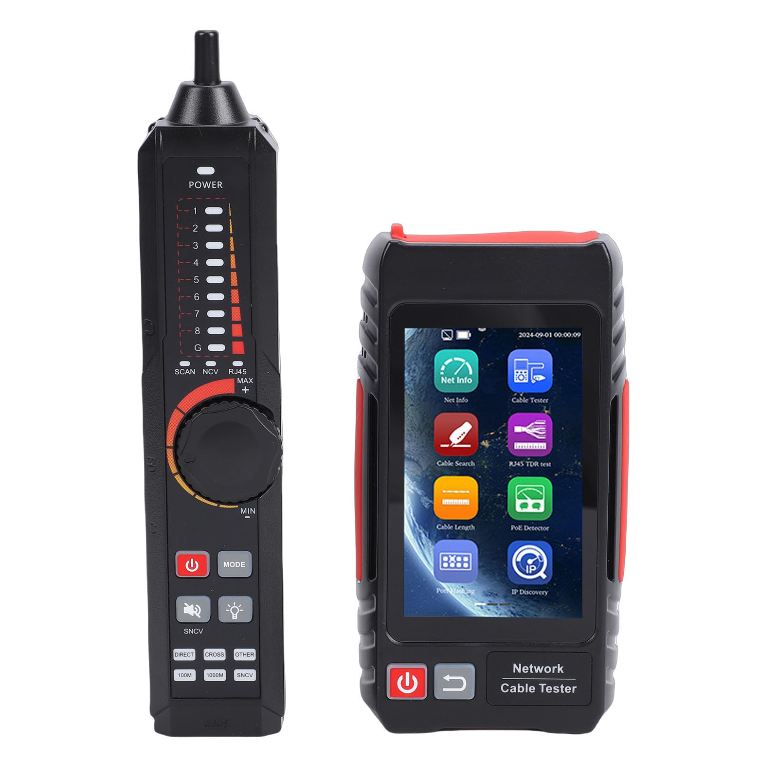 Tester per cavi di rete RJ45 multifunzione, touch screen IPS da 4 pollici Batteria ricaricabile da 4000 mAh Tracker per cavi Test TDR fino a 3000 m per cavi UTP Supporta strumenti