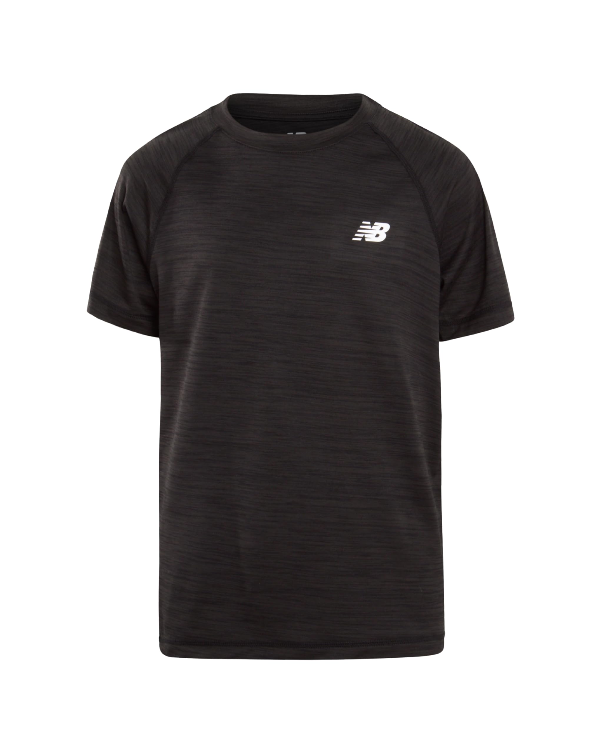New Balance Boys Athletic Shirts, Short Sleeve Crewneck Dri-Fit Tees | Lightweight Moisture-Managing Fabric, Pairs with Shorts & Joggers for School, Practice & Play, Youth Kids 8 Black Space Dye