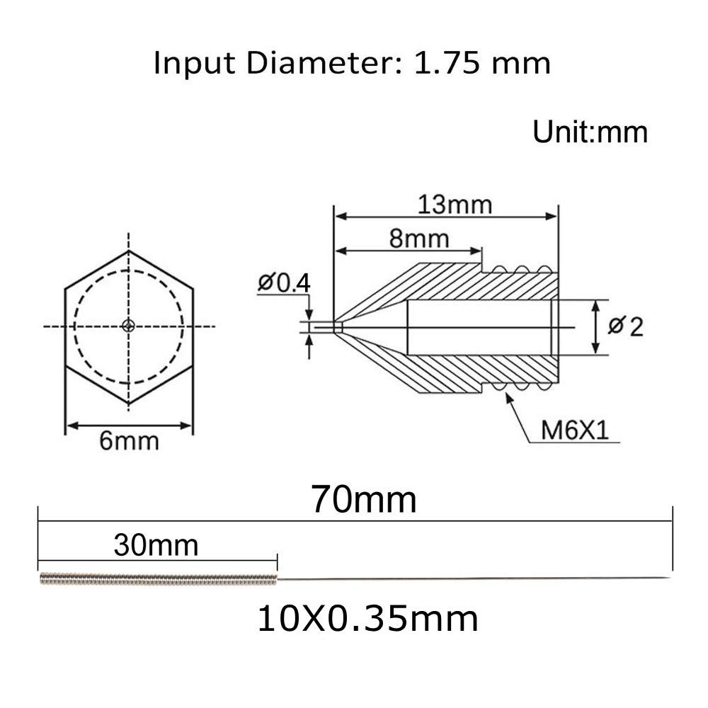 20 Buses Imprimante 3D 0.4mm Laiton - Pour MK8, Creality CR-10, Ender 3
