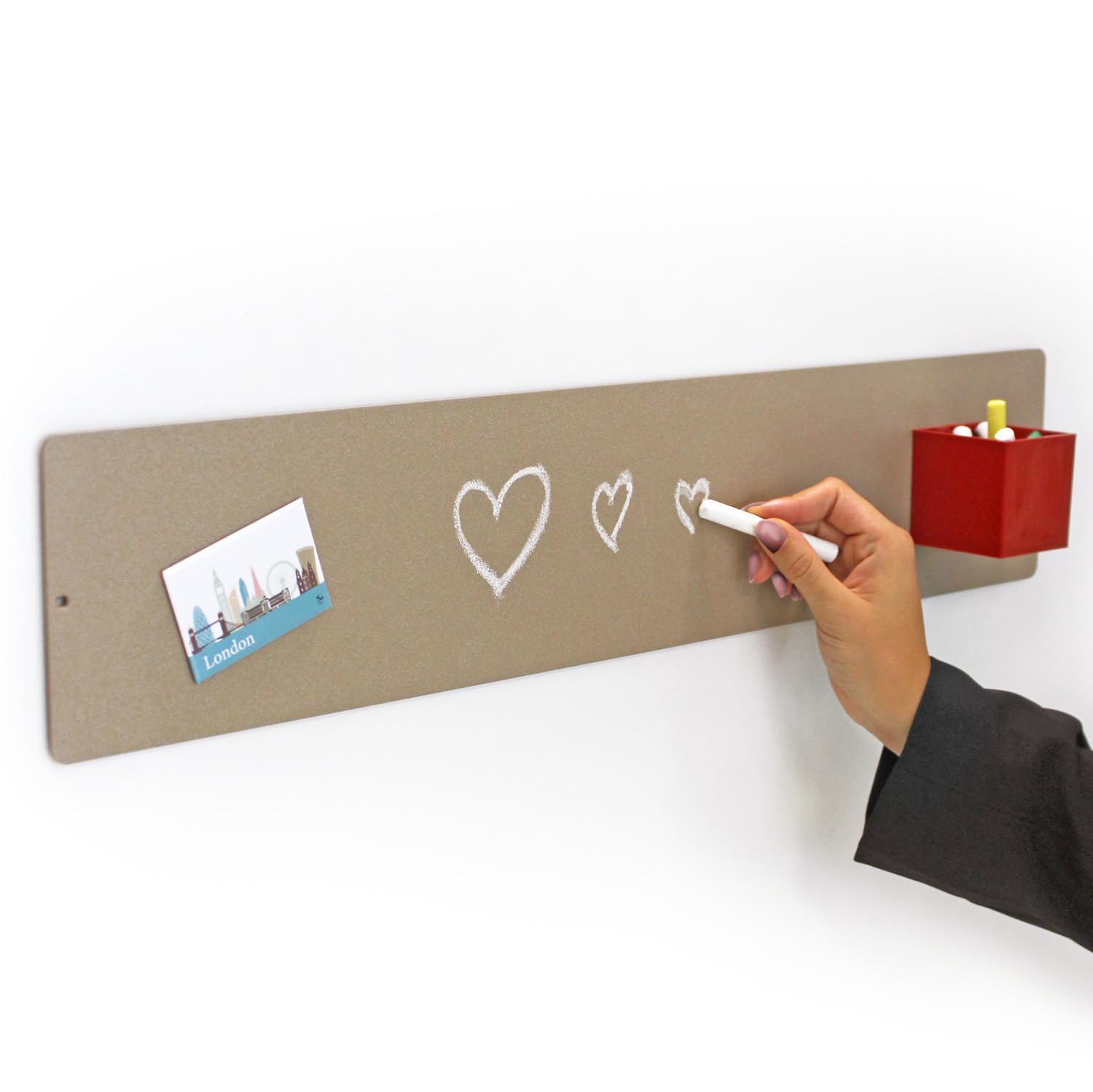 Kalamitica Beige - Steel Magnetic Board For Wall - For Fridge Magnets And Magnetic Accessories, Writable With Chalk – - 14 X 70 Cm