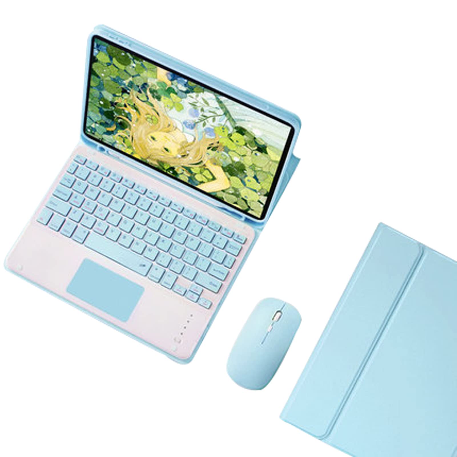 Étui Clavier Magnétique pour iPad Air 5 2022 / Air 4 2020 10,9 Pouces, QWERTY Clavier Bluetooth Détachable sans Fil avec pavé Tactile, Amovible Housse avec Souris et Porte-Crayon, Bleu