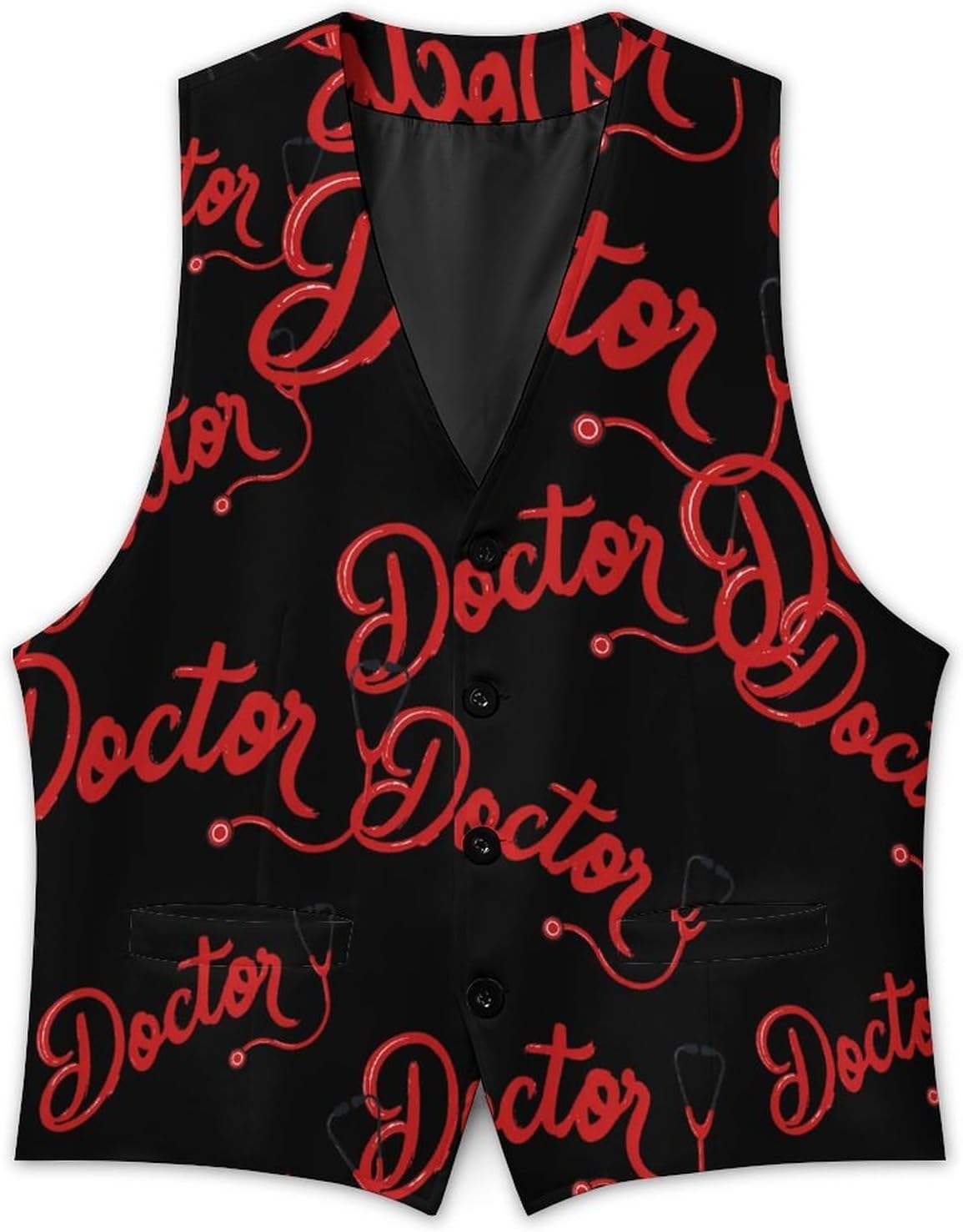 Doctor Stethoscope Mens Suit Vest Formal Dress Business Wedding Groom Tuxedos Waistcoat with Pocket