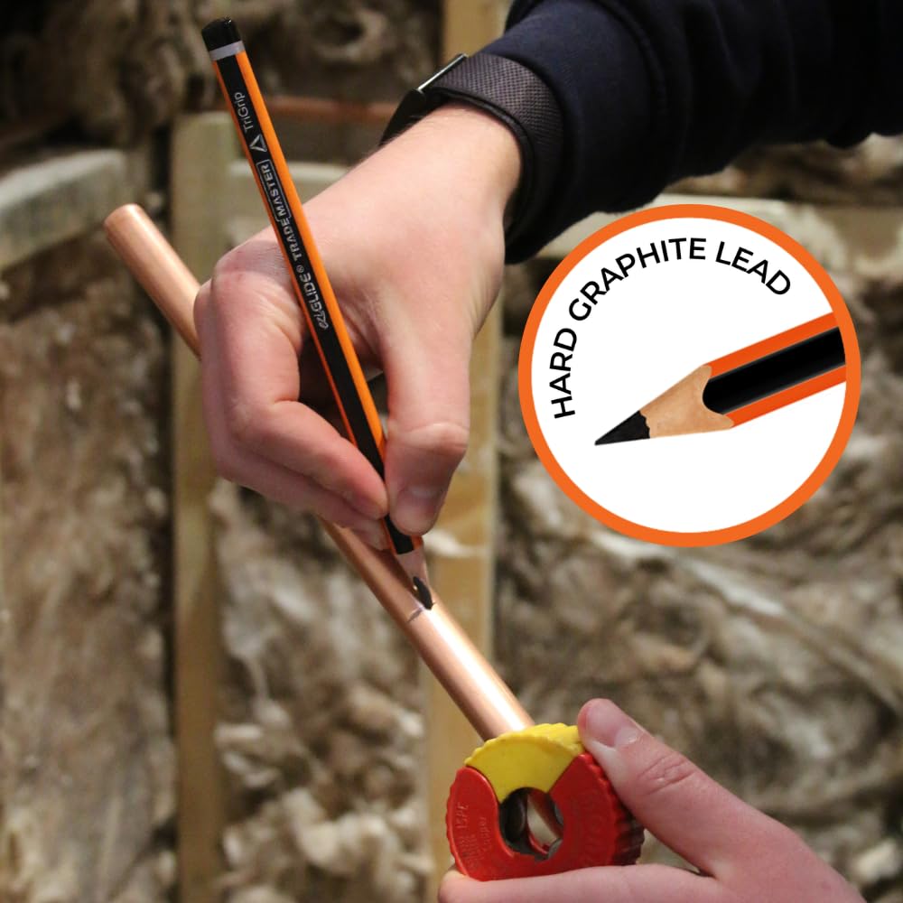 Carpenters Pencils Pack of 5 | Builders Pencil with TriGrip Jumbo Barrel - Construction Pencils Having Hard Lead for Marking Wood, Brick, Concrete & Plasterboard | Work Pencil for Builders — Amazon image 6