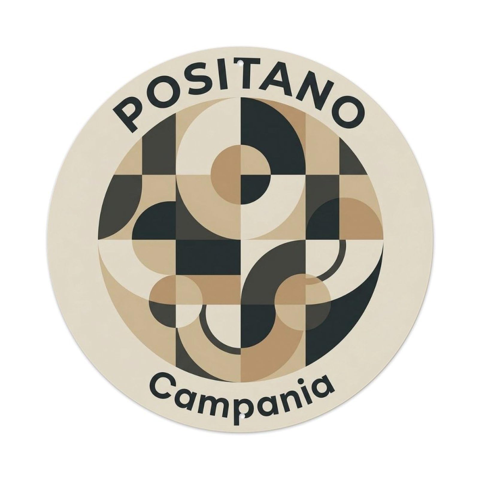 Coastal Italy Positano Campania Village Rustic Holiday Metal Tin Sign Plaque Wall Decor for Cafe, Man Cave, Club Bar, Office, Home Garden Round Metal Poster 8x8Inch