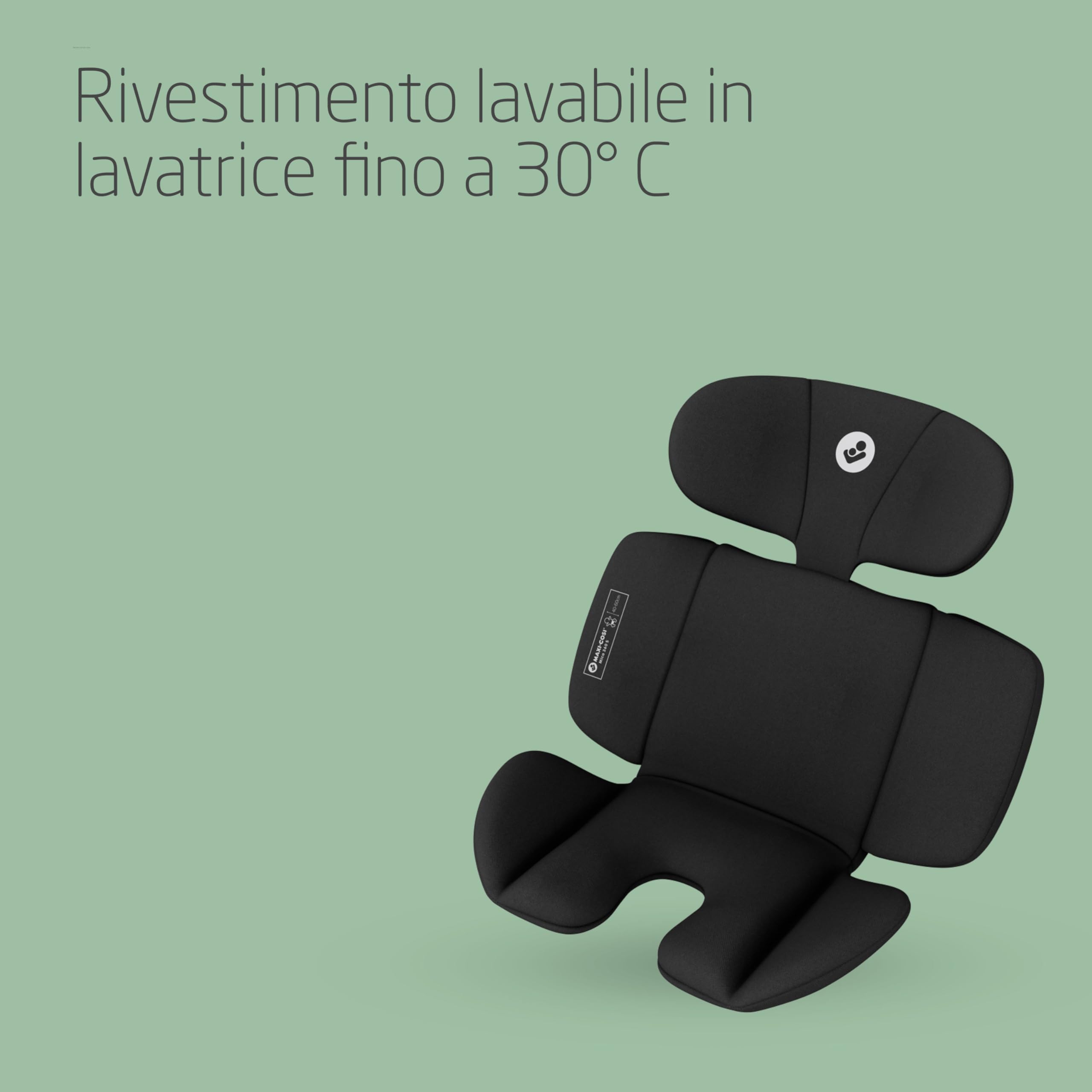 Maxi-Cosi Mica 360 S Riduttore Neonato, 0-3 mesi, 40-60 cm, Cuscino Riduttore per Neonato per Seggiolino Auto Maxi-Cosi Mica 360 S, Comoda imbottitura, Lavabile in lavatrice, Tessuti Eco Care, Black