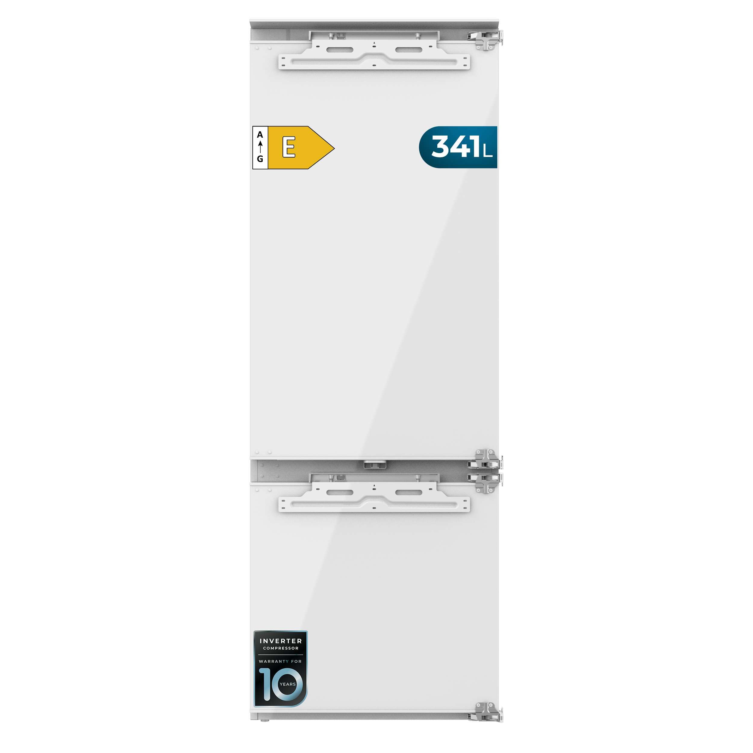 Cecotec Lodówka kombi zintegrowana 341 l Bolero CoolMarket Combi BI-D FLW 341, klasa E, Total NoFrost, Full LED Wall, Fresh Zone Plus, Kompresor Inverter Plus, Fast Cooling & Freezing, 193,7x69 cm.