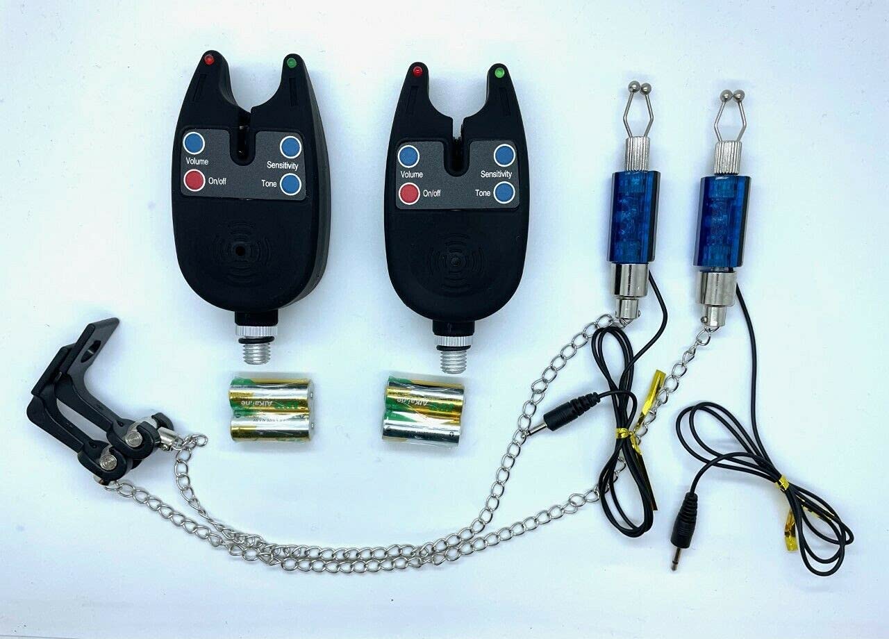 Olax ELECTRONIC BITE ALARMS, LIGHT UP CHANIN BITE INDICATORS SETS, MULTIPLE LISTINGS (Blue 2 Pieces Set)