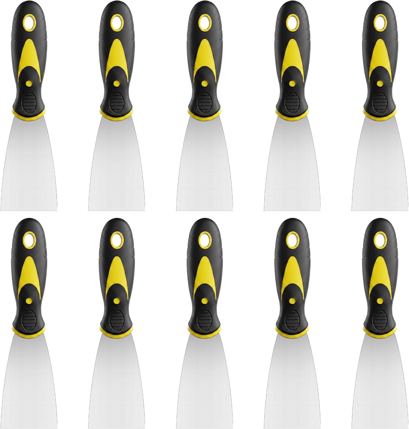 10Pcs Putty Knife Set, 2 Inch Stainless Steel Spackle Knives, Flexible Metal Scraper Paint Knife with Comfortable Grip Scraper Tool Kit for Repairing Drywall, Removing Wallpaper, Mud, Plaster Scraping