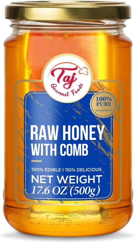 TAJ All Natural Raw Turkish Honeycomb with Honey | 100% Pure | 500g