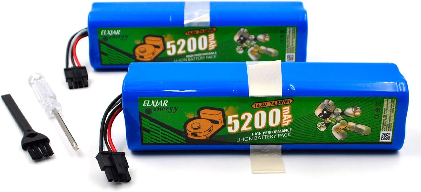 (2-Pack) 14.8V 5200mAh Li-ion Battery Compatible for Eufy Robovac L70 Hybrid, L10, T2190, T2190G21, Compatible with INR18650M26-4S2P Robot Vacuum Cleaners