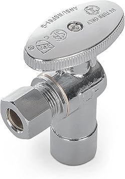 Midline Valve 81214QS-OM Water Supply Stop Valve with Quarter Turn Wheel;One Piece Design; Angle Shut-off for Toilet, Sink, Dishwasher; 1/2 in. Sweat x 1/4 in. O.D. COMP; Chrome Plated Brass